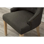 Tufted Solid Wood Silver Nailhead Wingback Hostess Chairs (Set of 2)