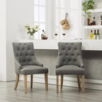 Tufted Solid Wood Silver Nailhead Wingback Hostess Chairs (Set of 2)
