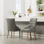 Tufted Solid Wood Silver Nailhead Wingback Hostess Chairs (Set of 2)