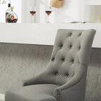 Tufted Solid Wood Silver Nailhead Wingback Hostess Chairs (Set of 2)