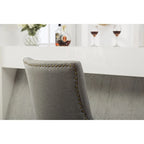 Tufted Solid Wood Silver Nailhead Wingback Hostess Chairs (Set of 2)