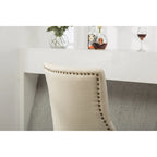 Tufted Solid Wood Silver Nailhead Wingback Hostess Chairs (Set of 2)