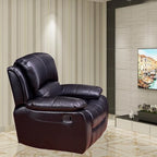 Bonded Leather Glider Recliner Club Chair for Living Room