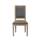 Mako Dining Chairs Set of 2, Rectangular Back, Linen Upholstery, Elm Wood Frame