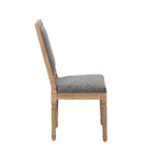 Mako Dining Chairs Set of 2, Rectangular Back, Linen Upholstery, Elm Wood Frame