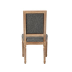 Mako Dining Chairs Set of 2, Rectangular Back, Linen Upholstery, Elm Wood Frame