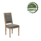 Mako Dining Chairs Set of 2, Rectangular Back, Linen Upholstery, Elm Wood Frame