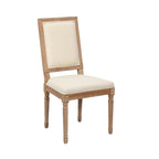 Mako Dining Chairs Set of 2, Rectangular Back, Linen Upholstery, Elm Wood Frame