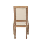 Mako Dining Chairs Set of 2, Rectangular Back, Linen Upholstery, Elm Wood Frame