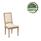 Mako Dining Chairs Set of 2, Rectangular Back, Linen Upholstery, Elm Wood Frame