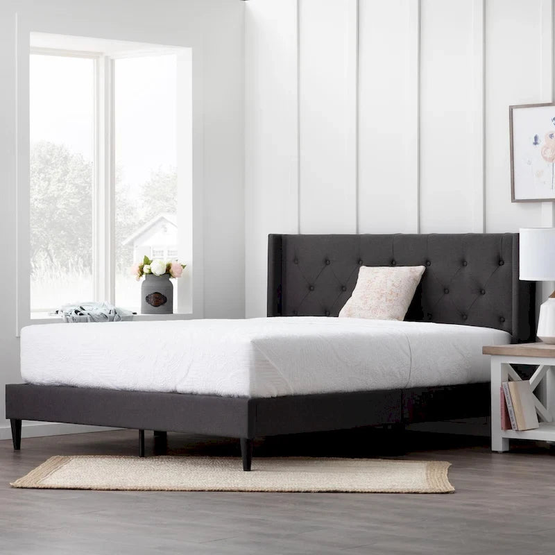 Isabelle Button Tufted Wingback Upholstered Bed