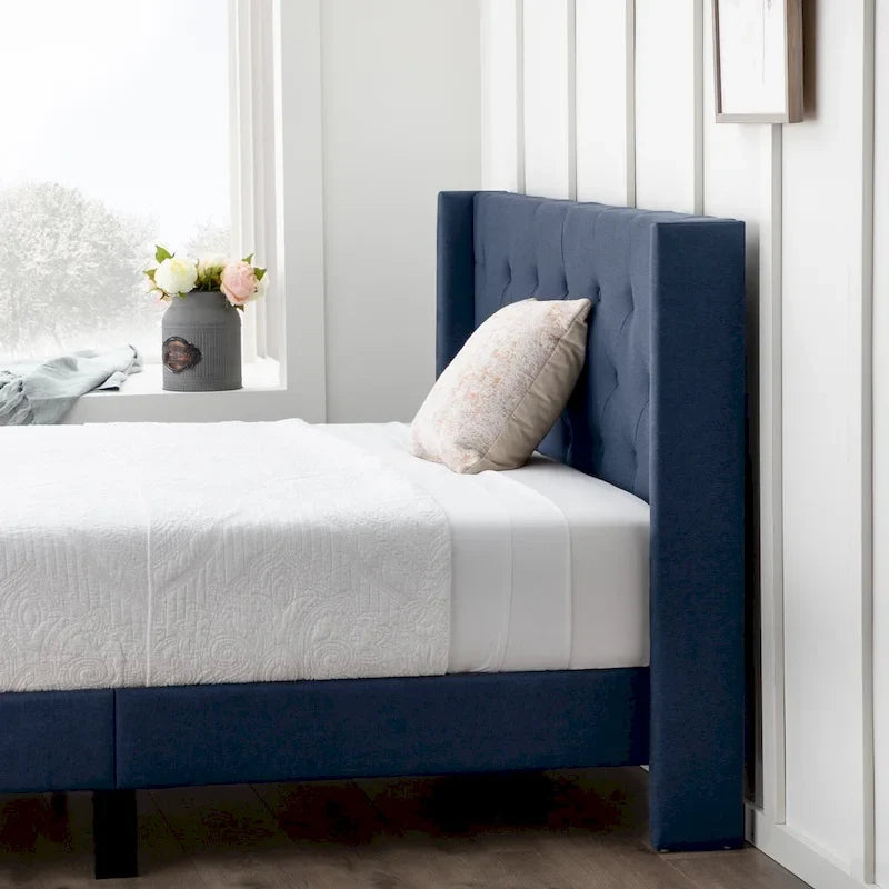 Isabelle Button Tufted Wingback Upholstered Bed