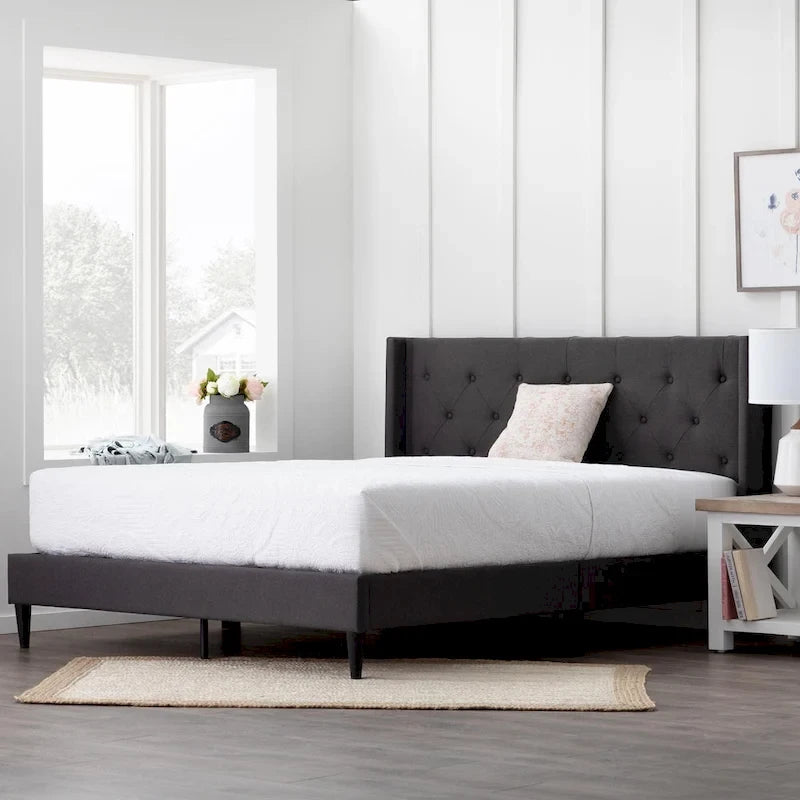 Isabelle Button Tufted Wingback Upholstered Bed
