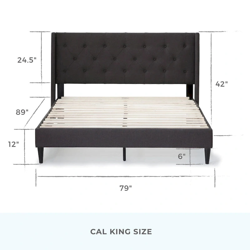 Isabelle Button Tufted Wingback Upholstered Bed