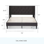 Isabelle Button Tufted Wingback Upholstered Bed