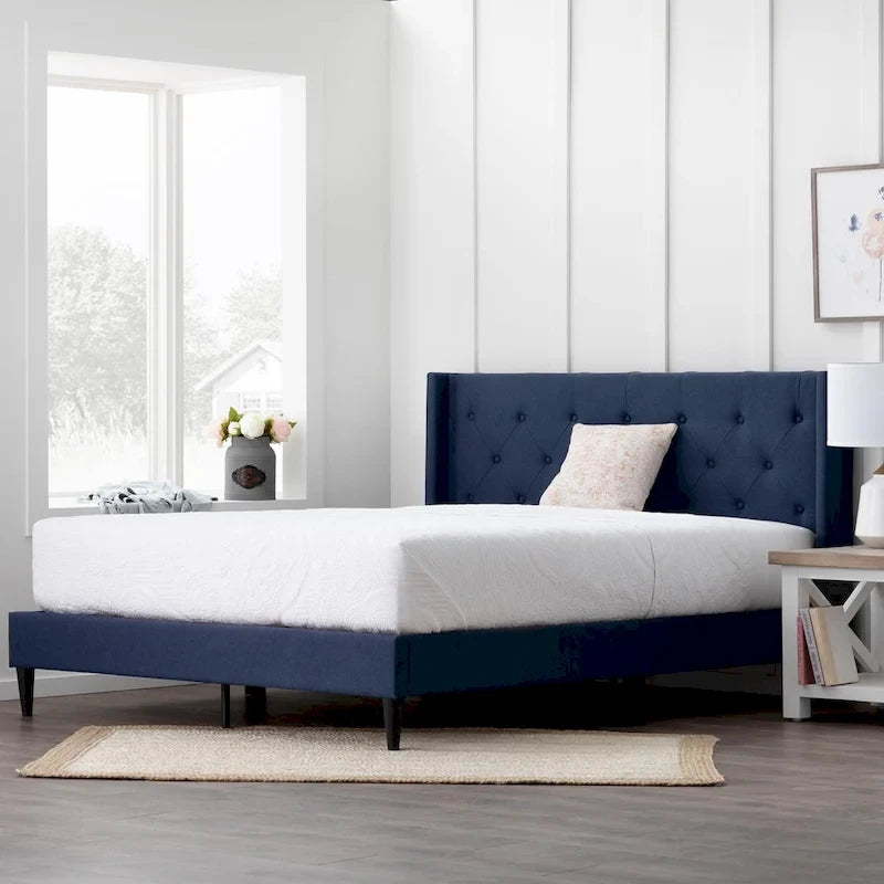 Isabelle Button Tufted Wingback Upholstered Bed