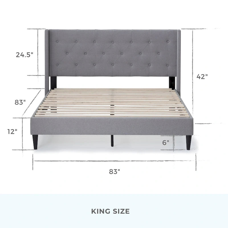 Isabelle Button Tufted Wingback Upholstered Bed