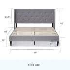 Isabelle Button Tufted Wingback Upholstered Bed