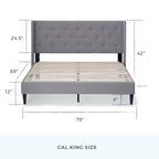 Isabelle Button Tufted Wingback Upholstered Bed