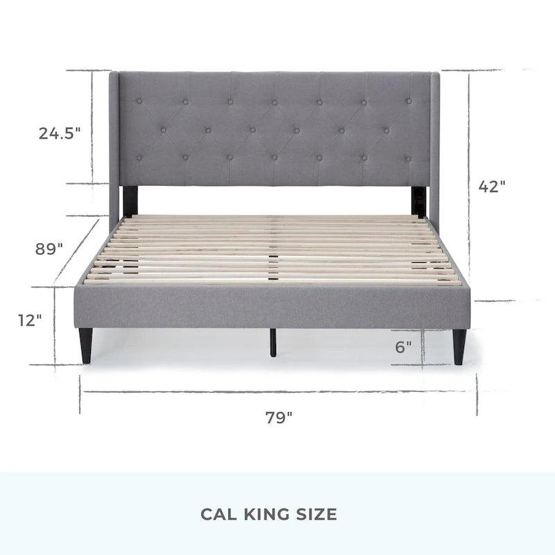 Isabelle Button Tufted Wingback Upholstered Bed