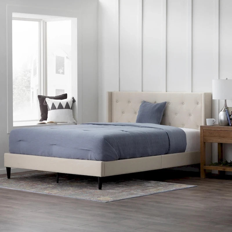 Isabelle Button Tufted Wingback Upholstered Bed