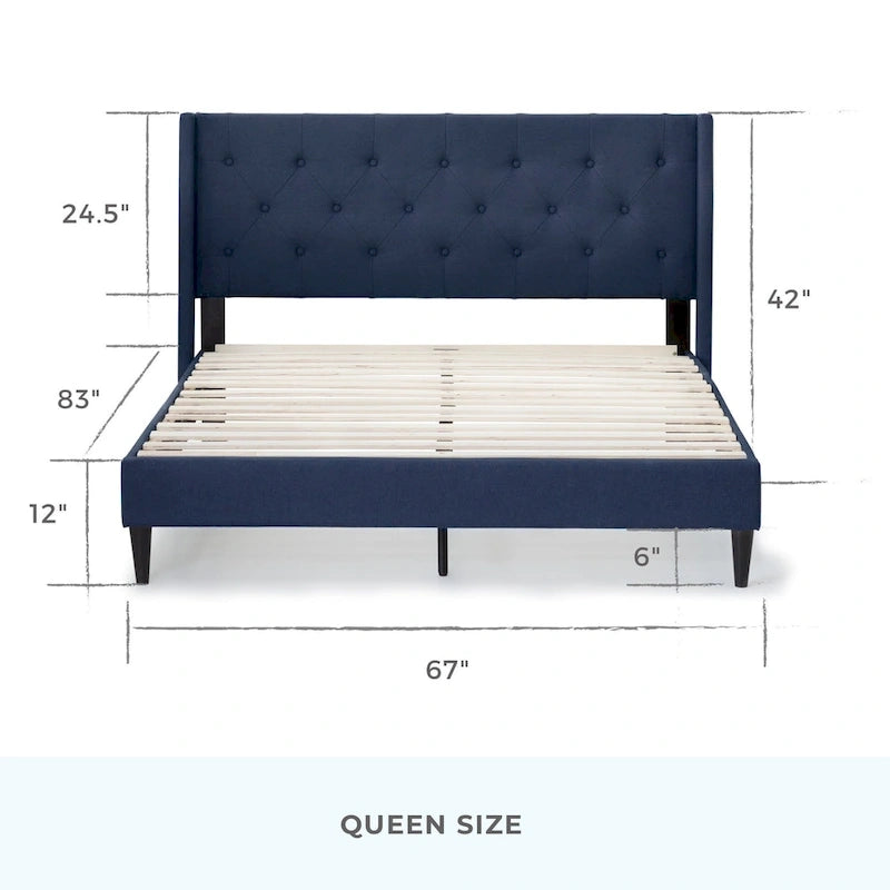 Isabelle Button Tufted Wingback Upholstered Bed