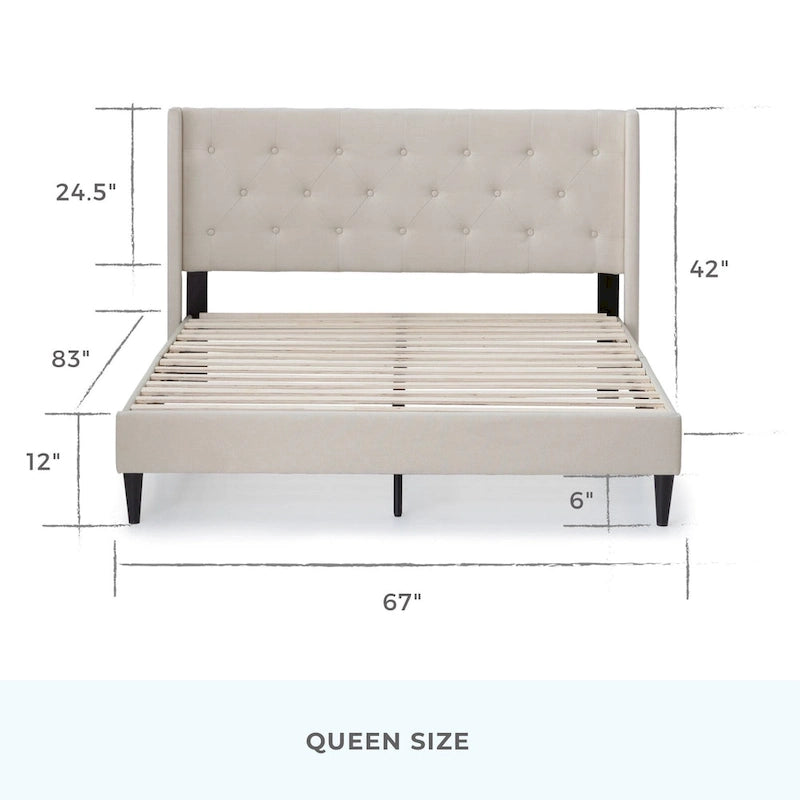 Isabelle Button Tufted Wingback Upholstered Bed
