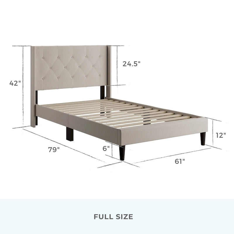 Isabelle Button Tufted Wingback Upholstered Bed