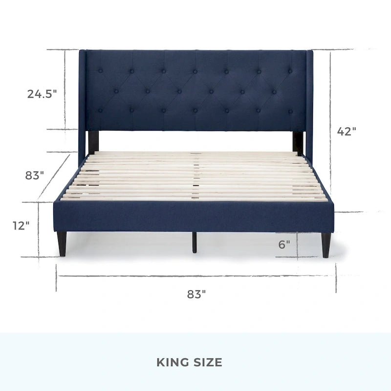 Isabelle Button Tufted Wingback Upholstered Bed