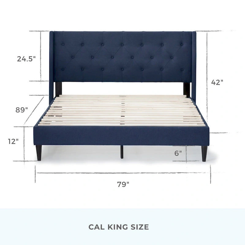 Isabelle Button Tufted Wingback Upholstered Bed