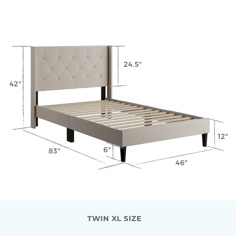 Isabelle Button Tufted Wingback Upholstered Bed