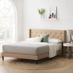 Isabelle Button Tufted Wingback Upholstered Bed