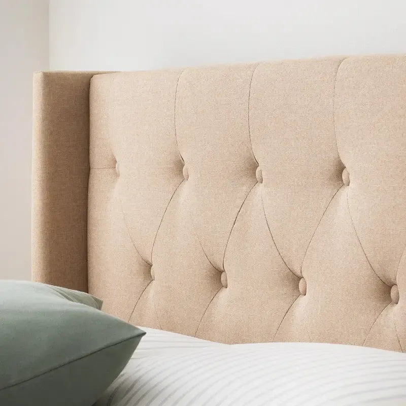 Isabelle Button Tufted Wingback Upholstered Bed