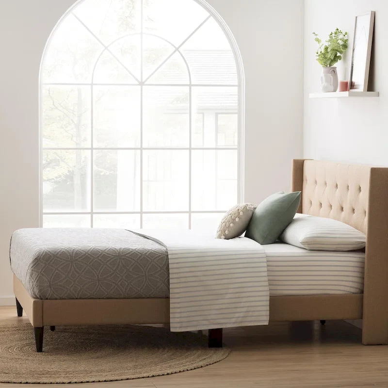 Isabelle Button Tufted Wingback Upholstered Bed