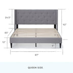 Isabelle Button Tufted Wingback Upholstered Bed
