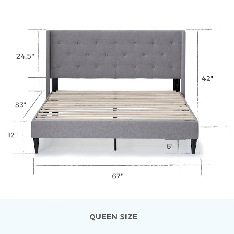 Isabelle Button Tufted Wingback Upholstered Bed
