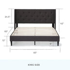 Isabelle Button Tufted Wingback Upholstered Bed
