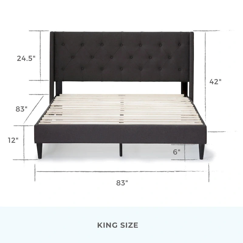 Isabelle Button Tufted Wingback Upholstered Bed