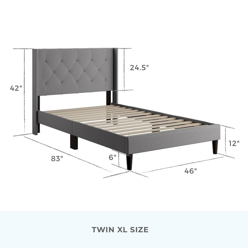 Isabelle Button Tufted Wingback Upholstered Bed