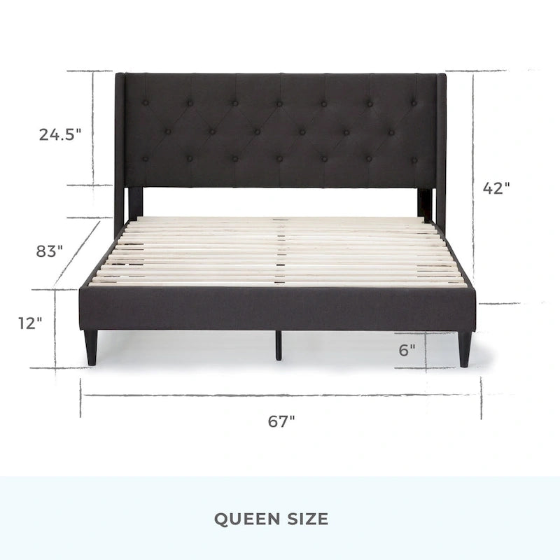 Isabelle Button Tufted Wingback Upholstered Bed