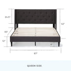 Isabelle Button Tufted Wingback Upholstered Bed