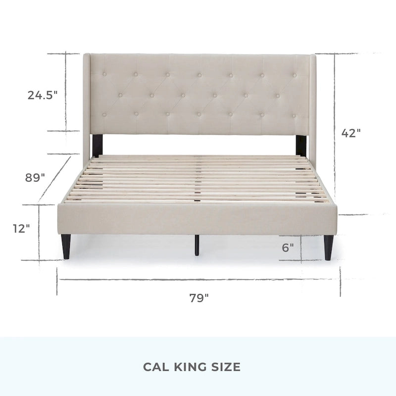 Isabelle Button Tufted Wingback Upholstered Bed