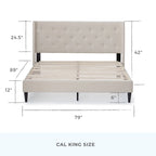 Isabelle Button Tufted Wingback Upholstered Bed