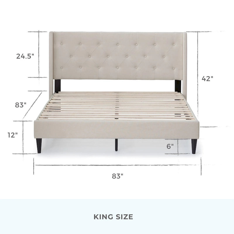 Isabelle Button Tufted Wingback Upholstered Bed