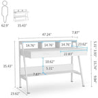 47 Inch Computer Desk with Drawers and Storage Monitor Hutch Shelf