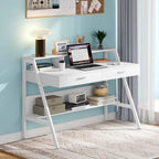 47 Inch Computer Desk with Drawers and Storage Monitor Hutch Shelf
