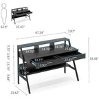 47 Inch Computer Desk with Drawers and Storage Monitor Hutch Shelf