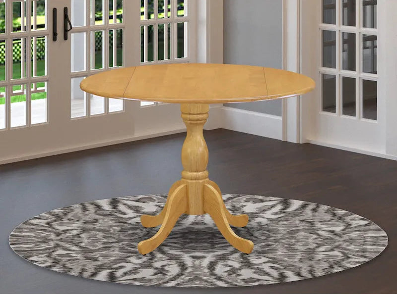  Dublin Modern Kitchen Table - a Round Dining Table Top with Dropleaf & Pedestal Base, (Finish Option)