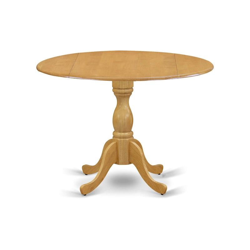 Dublin Modern Kitchen Table - a Round Dining Table Top with Dropleaf & Pedestal Base, (Finish Option)