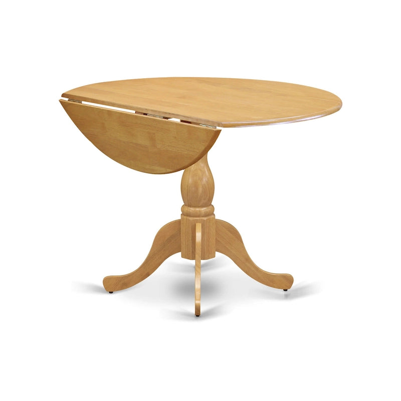 Dublin Modern Kitchen Table - a Round Dining Table Top with Dropleaf & Pedestal Base, (Finish Option)